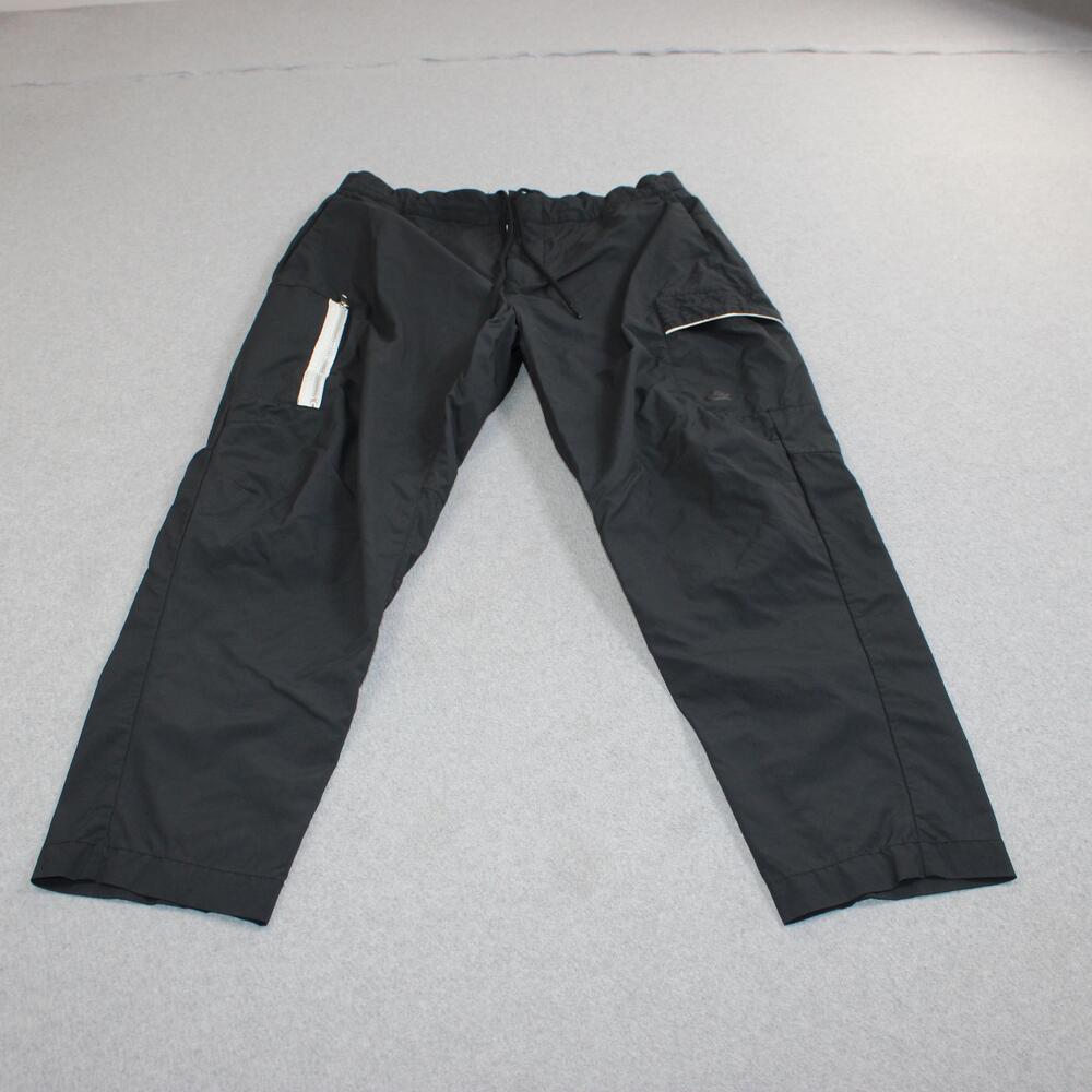 Nike Essential Pants Men 34 Black Elastic Waist Zip Pockets Athletic Streetwear